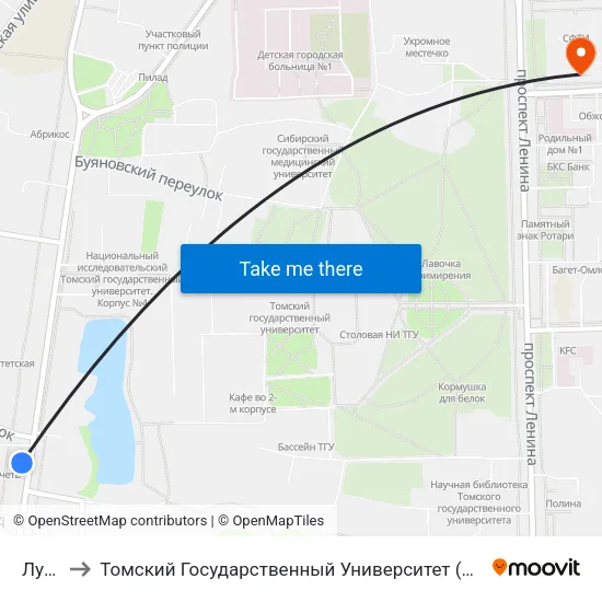Луговой to Томский Государственный Университет (Институт Экономики И Менеджмента) map