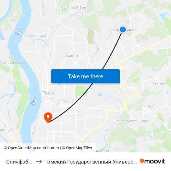 Спичфабрика «Сибирь» to Томский Государственный Университет (Институт Экономики И Менеджмента) map