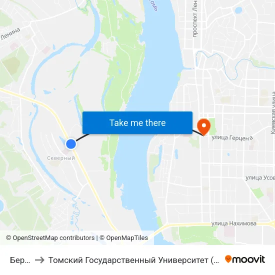 Берлинка to Томский Государственный Университет (Институт Экономики И Менеджмента) map