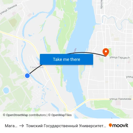 Магазин №6 to Томский Государственный Университет (Институт Экономики И Менеджмента) map