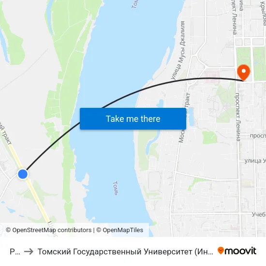 Р398 to Томский Государственный Университет (Институт Экономики И Менеджмента) map