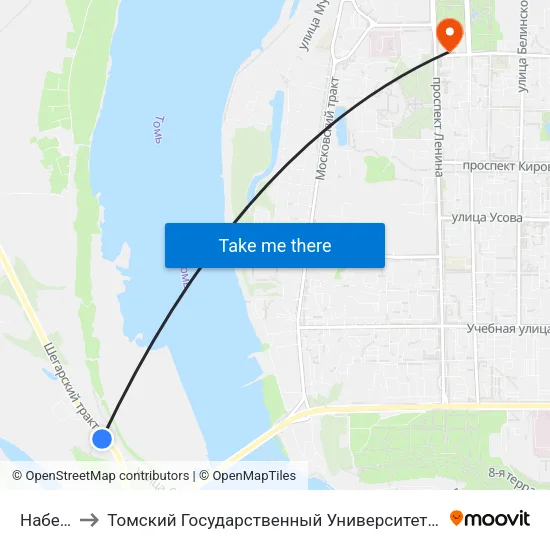 Набережная to Томский Государственный Университет (Институт Экономики И Менеджмента) map