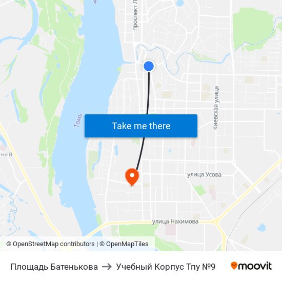 Площадь Батенькова to Учебный Корпус Тпу №9 map