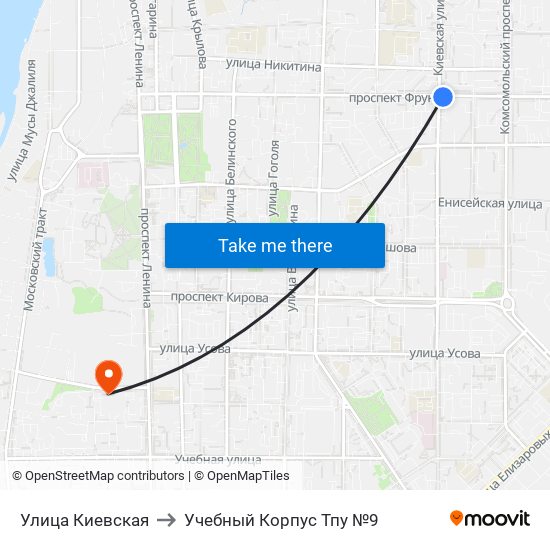Улица Киевская to Учебный Корпус Тпу №9 map