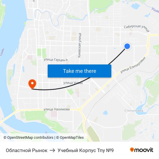 Областной Рынок to Учебный Корпус Тпу №9 map