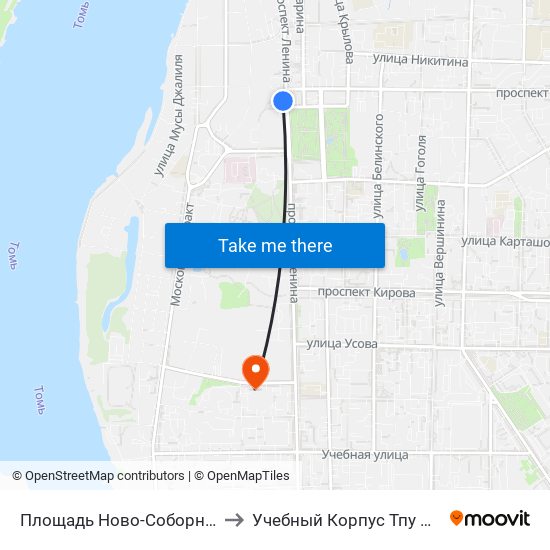 Площадь Ново-Соборная to Учебный Корпус Тпу №9 map
