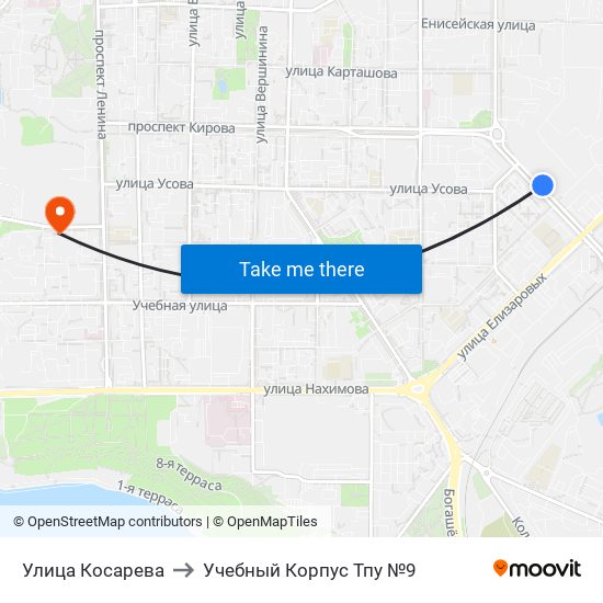 Улица Косарева to Учебный Корпус Тпу №9 map