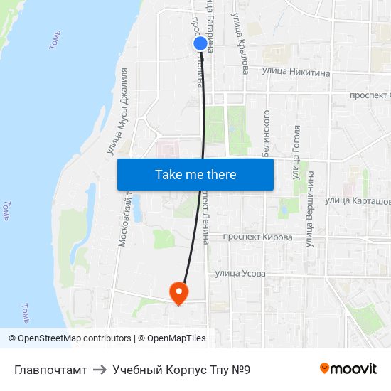 Главпочтамт to Учебный Корпус Тпу №9 map