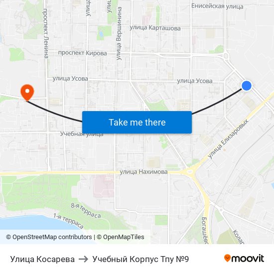 Улица Косарева to Учебный Корпус Тпу №9 map