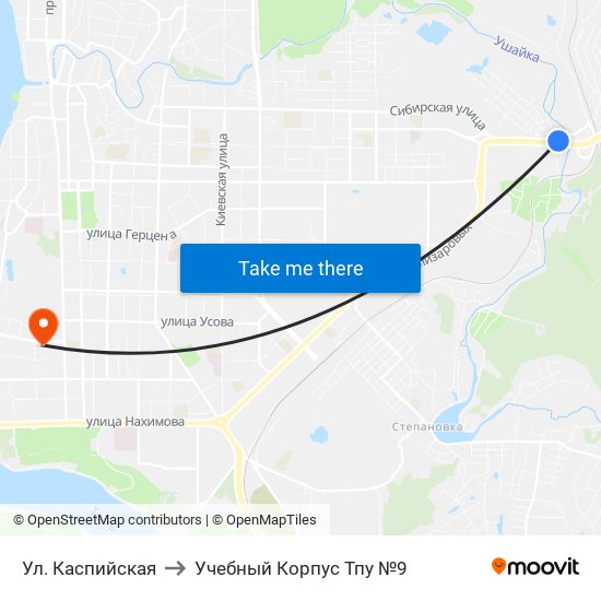 Ул. Каспийская to Учебный Корпус Тпу №9 map