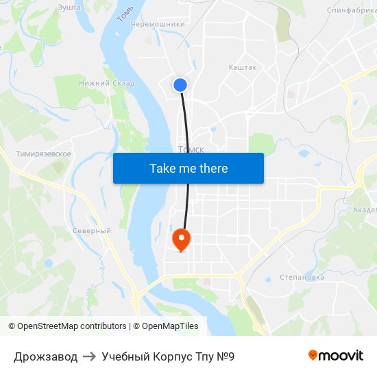 Дрожзавод to Учебный Корпус Тпу №9 map