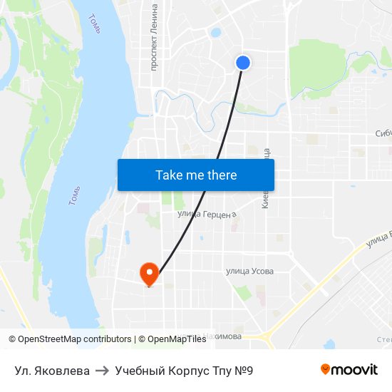 Ул. Яковлева to Учебный Корпус Тпу №9 map