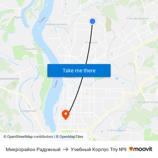 Микрорайон Радужный to Учебный Корпус Тпу №9 map