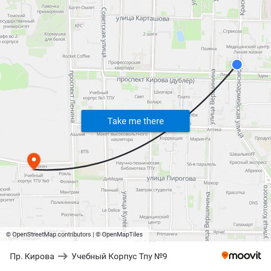 Пр. Кирова to Учебный Корпус Тпу №9 map