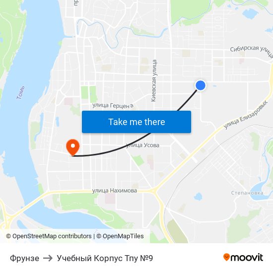 Фрунзе to Учебный Корпус Тпу №9 map