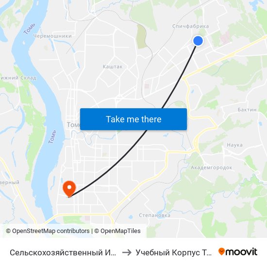 Сельскохозяйственный Институт to Учебный Корпус Тпу №9 map