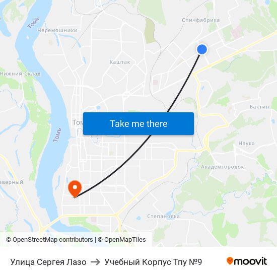 Улица Сергея Лазо to Учебный Корпус Тпу №9 map