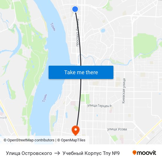 Улица Островского to Учебный Корпус Тпу №9 map