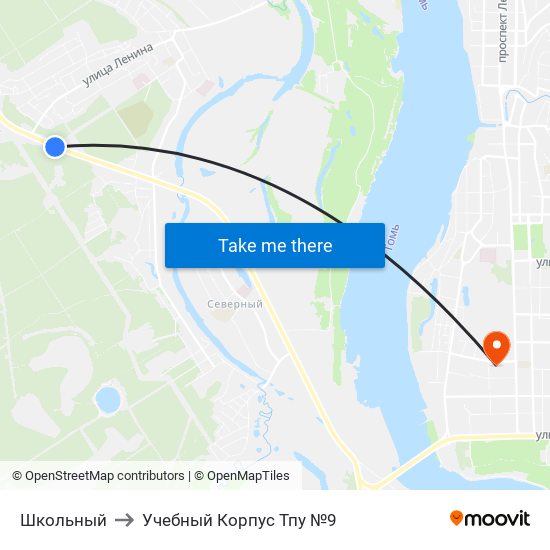 Школьный to Учебный Корпус Тпу №9 map
