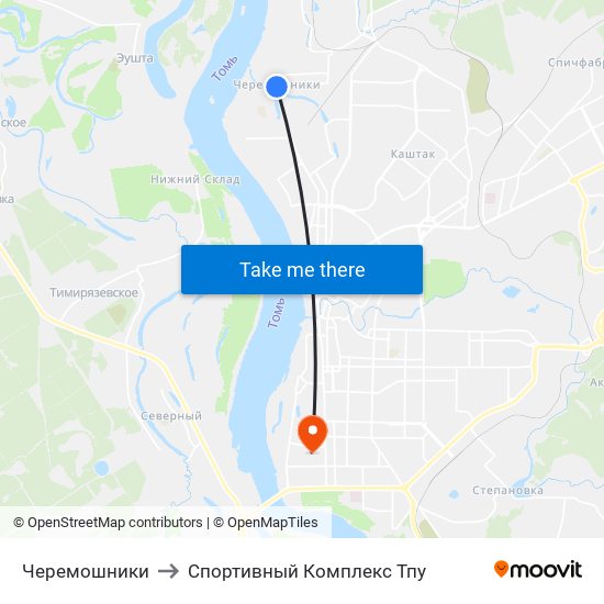 Черемошники to Спортивный Комплекс Тпу map