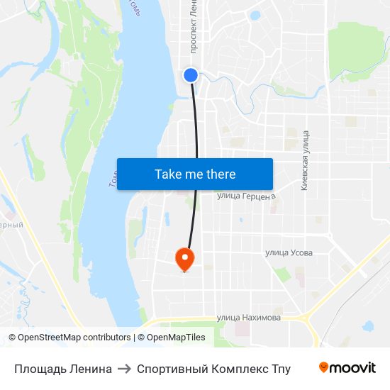 Площадь Ленина to Спортивный Комплекс Тпу map