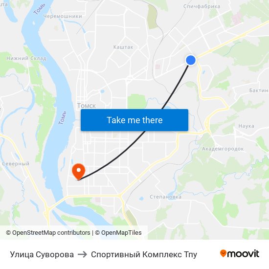 Улица Суворова to Спортивный Комплекс Тпу map