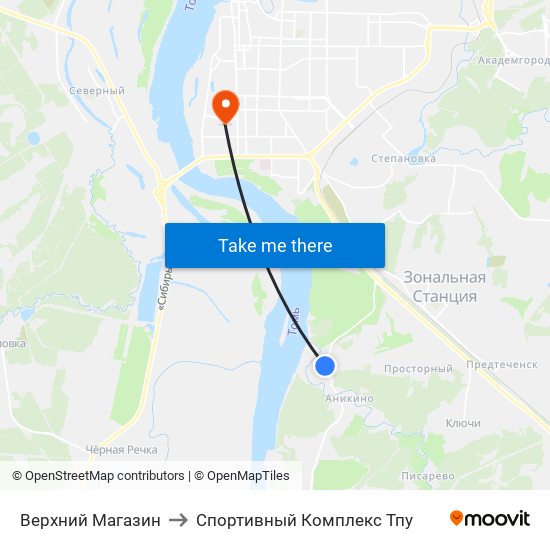 Верхний Магазин to Спортивный Комплекс Тпу map