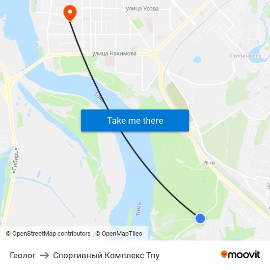 Геолог to Спортивный Комплекс Тпу map