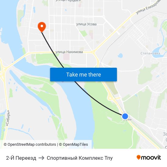 2-Й Переезд to Спортивный Комплекс Тпу map