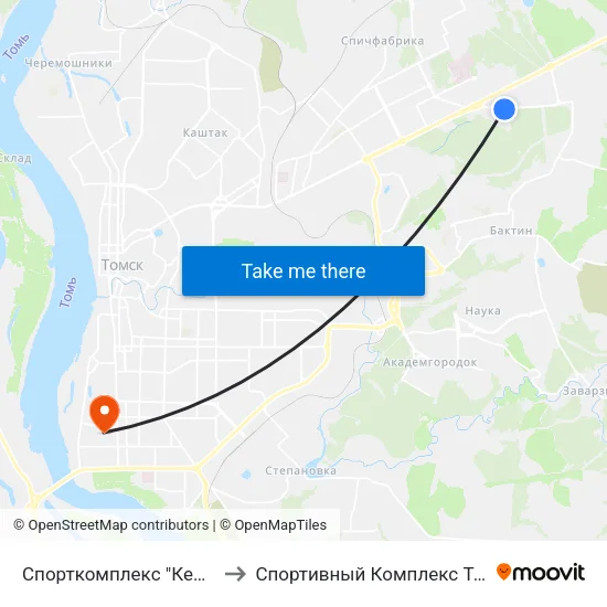 Спорткомплекс "Кедр" to Спортивный Комплекс Тпу map