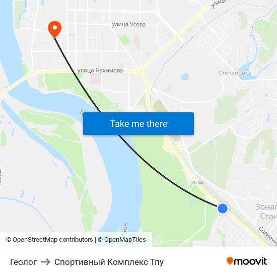 Геолог to Спортивный Комплекс Тпу map