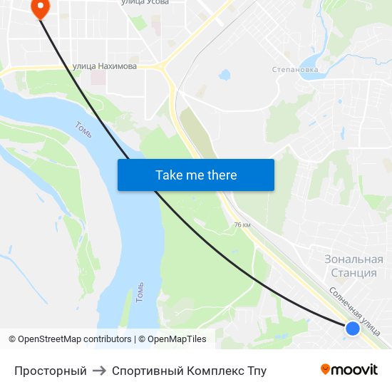 Просторный to Спортивный Комплекс Тпу map