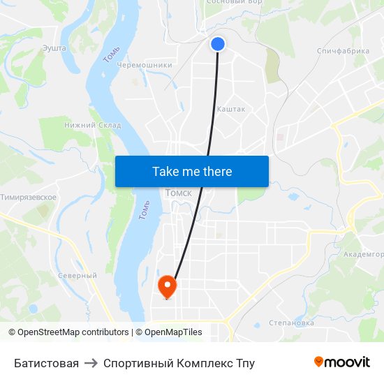 Батистовая to Спортивный Комплекс Тпу map