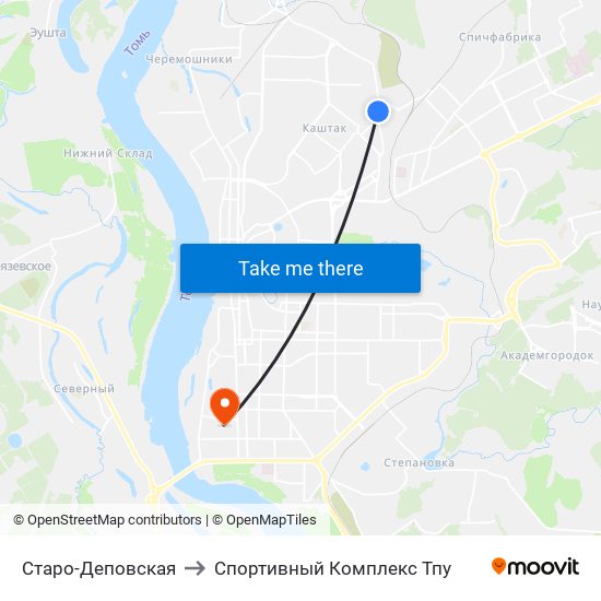 Старо-Деповская to Спортивный Комплекс Тпу map