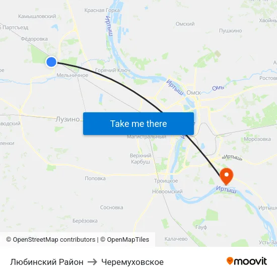 Любинский Район to Черемуховское map