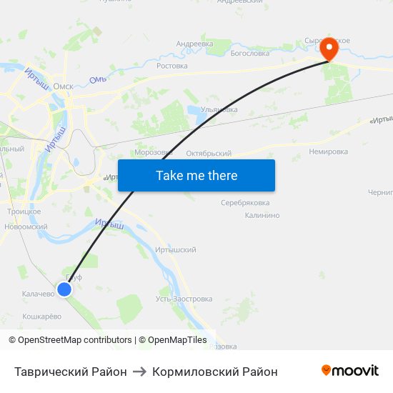 Таврический Район to Кормиловский Район map