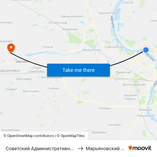 Советский Административный Округ to Марьяновский Район map