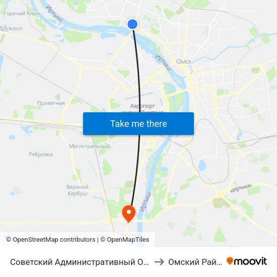 Советский Административный Округ to Омский Район map