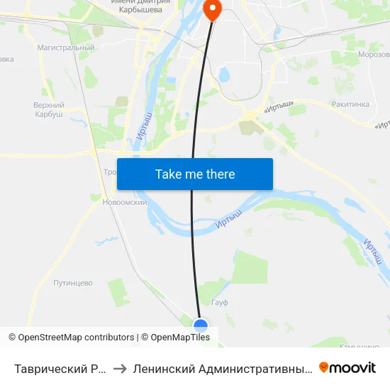 Таврический Район to Ленинский Административный Округ map