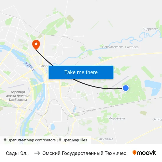 Сады Электрон to Омский Государственный Технический Университет map
