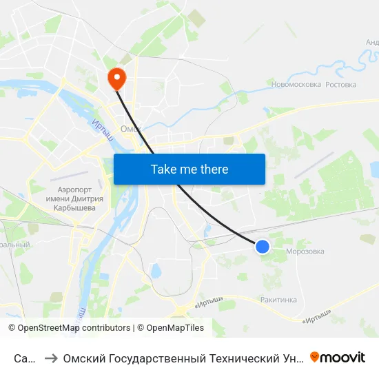 Сады to Омский Государственный Технический Университет map