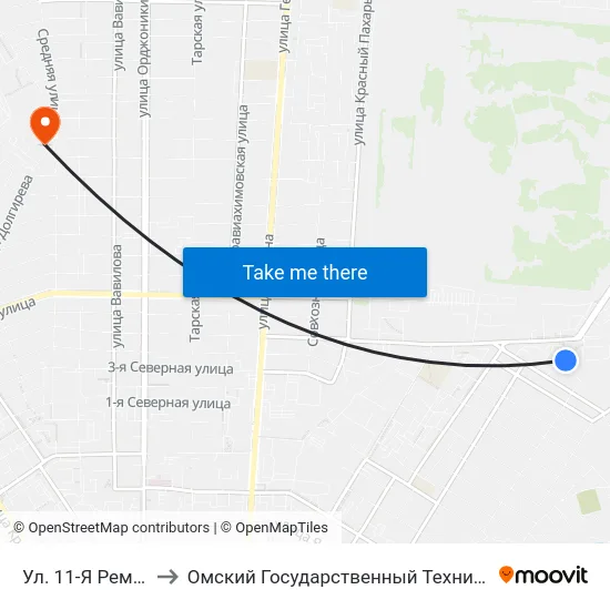 Ул. 11-Я Ремесленная to Омский Государственный Технический Университет map