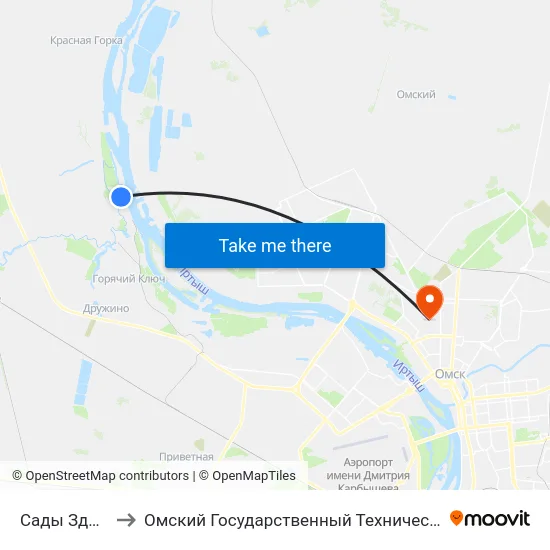 Сады Здоровье to Омский Государственный Технический Университет map