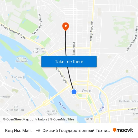 Кдц Им. Маяковского to Омский Государственный Технический Университет map