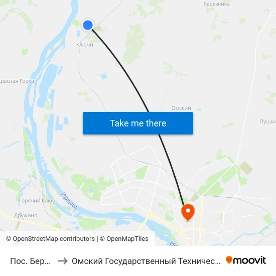 Пос. Береговой to Омский Государственный Технический Университет map