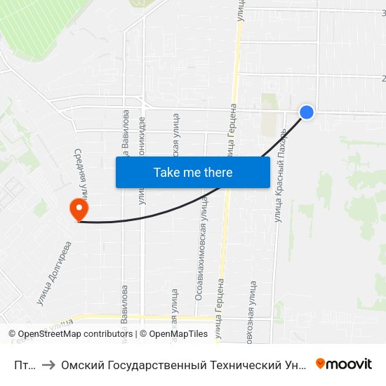 Птск to Омский Государственный Технический Университет map