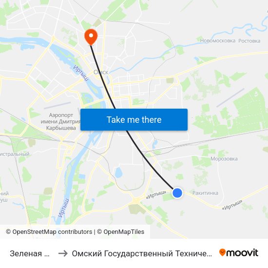 Зеленая Долина to Омский Государственный Технический Университет map