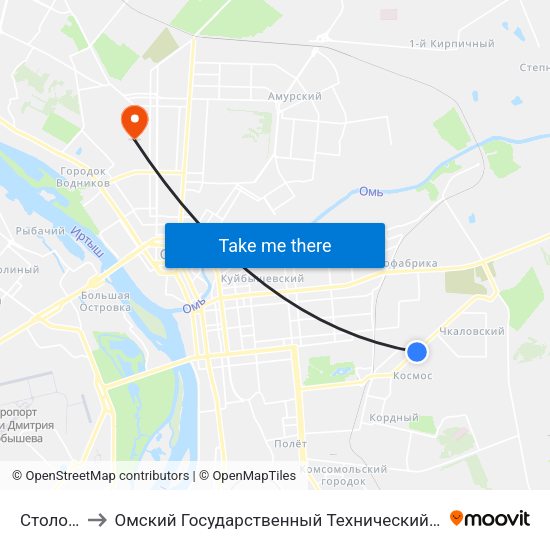 Столовая to Омский Государственный Технический Университет map