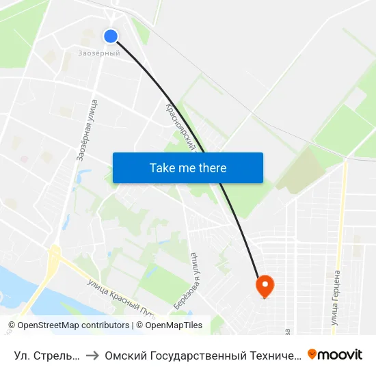 Ул. Стрельникова to Омский Государственный Технический Университет map