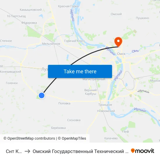 Снт Кедр to Омский Государственный Технический Университет map